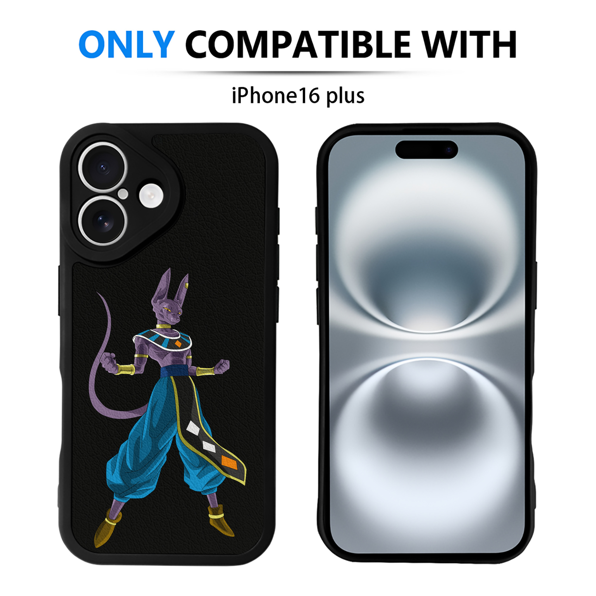 （画像用） ドラゴンボール ビルス 破壊神ビルス DRAGON BALL Beerus Birusu 【iPhone 16シリーズ対応】シリコンスマホケース（レザー調） 材質：シリコン